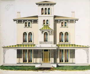 Elevación Frontal para Villa No.1, de 