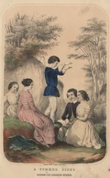 Una Escena de Verano, Modas para Vestidos de Niños, litografía de Wagner und McGuigan, 1850