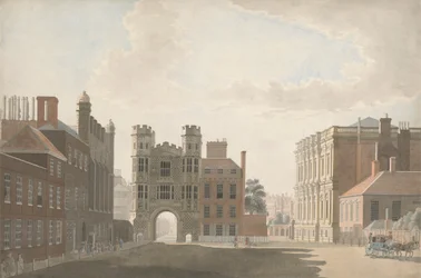Whitehall con la Puerta de Holbein y el Salón de Banquetes