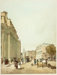 Junta de Comercio, Whitehall, desde Downing Street, lámina ocho de Vistas Originales de Londres como Es
