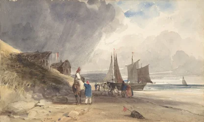 Figuras en una playa, norte de Francia