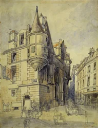 Hotel de Sens, rue du Figuier, c.1833 (lápiz y acuarela)