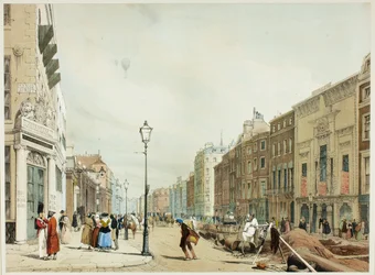 Piccadilly, mirando hacia la ciudad, lámina diecisiete de Vistas originales de Londres tal como es