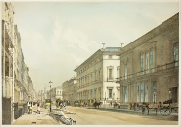 Las casas del club y Pall Mall, lámina trece de Vistas originales de Londres tal como es