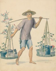 Vendedor chino de flores