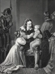 El Rey Carlos I de Inglaterra despidiéndose de sus hijos antes de su ejecución, grabado por A.H. Payne
