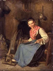 Mujer hilando