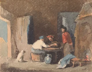 Figuras en una mesa dentro de una cabaña