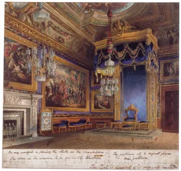 Vista interior de la Cámara de Audiencias del Rey en el Castillo de Windsor, Berkshire, 1818