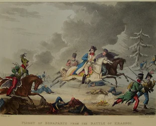 La huida de Bonaparte de la batalla de Krasnoi, 1815