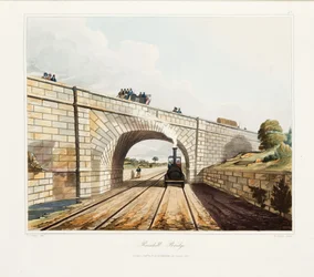 Rainhill Bridge, publicado en 1831 (grabado coloreado a mano)