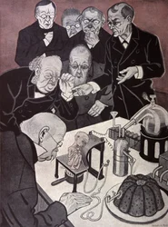 El homonculus (cuerpo humano en miniatura aunque completamente formado). Ilustración de Th.Th. Heine en Simplicissimus, Alemania, c.1900 (litografía)