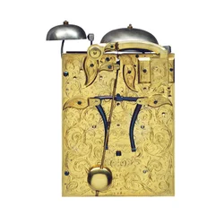 (detalle) de un reloj de soporte montado de la reina Ana con repetición de cuartos, No. 376, c.1705