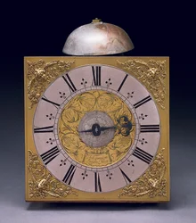 Esfera cuadrada de un reloj de pie de treinta horas de Carlos II, c.1680