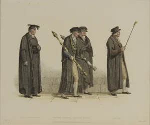 Vicecanciller, Esquire Beadle, Yeoman Beadle, Verger, grabado por J. Agar, publicado en 