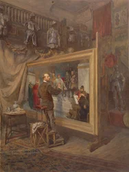 El pintor de historia, un autorretrato (acuarela sobre papel)