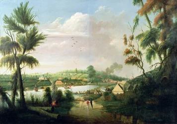 Vista general norte directa de Sydney Cove, 1794