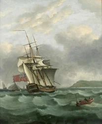 HMS Winterton acercándose a Dover, por Thomas Whitcombe