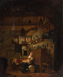 Interior de una cabaña de granja holandesa