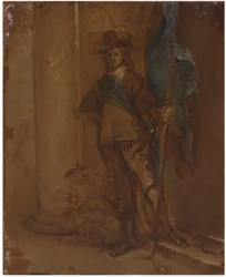 Un soldado con una bandera