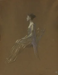 Dama Sentada en un Vestido Amarillo