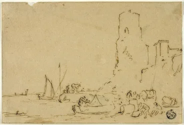 Pescadores pescando al borde del agua