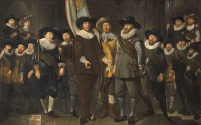 Oficiales y otros guardias civiles del III Distrito de Ámsterdam, al mando del capitán Allaert Cloeck y del teniente Lucas Jacobsz Rotgans