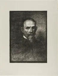 Steinlen, vista frontal, cabeza a la derecha