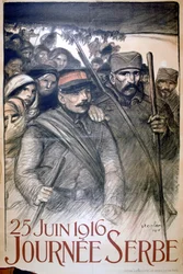 25 de junio de 1916 - Día de Serbia, cartel francés de la Primera Guerra Mundial, 1916