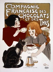 Publicidad para la “Compagnie française des chocolats et des thés”, por Steinlen, principios del siglo XX