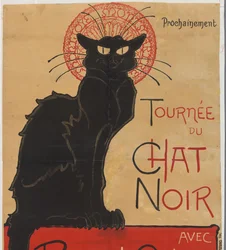 Cartel del café teatro Le Chat Noir en Parijs
Tour de Le Chat Noir con Rodolphe Salis (título en el objeto)
