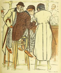 En el bar, de Gil Blas Illustre, pub. 1899 litografía en color, 1899