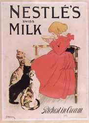 Póster publicitario de la leche suiza de Nestlé, finales del siglo XIX