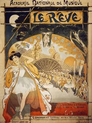 Póster para Le Reve, ballet de Alfred-Edouard Blau y Joseph Hansen, música de Leon Gastinel, Academie Nationale de Musique, París, publicado por Hartmann, París