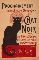 Próximamente la muy ilustre Compagnie du Chat Noir con Rodolphe Salis (2ª versión). Francia, 1896, Imp. Charles Verneau, París