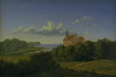Un paisaje con una mansión. Composición