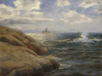 Paisaje costero con veleros (pintura)