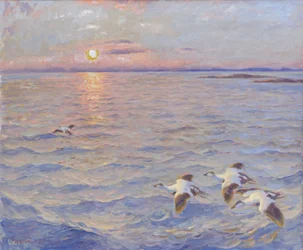 Puesta de sol en el Mar de Noruega