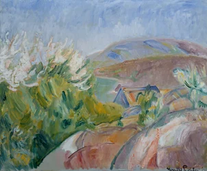 Primavera con árbol de fruta blanca