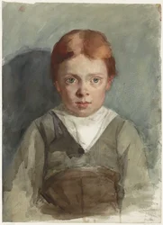 Retrato de un niño pelirrojo, de frente