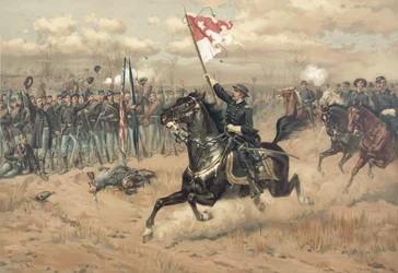 La famosa cabalgata de Sheridan en la Batalla de Cedar Creek, Virginia, en 1864