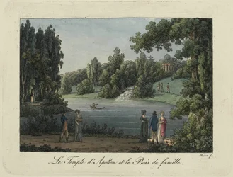 El Templo de Apolo y la Cascada en el parque Pavlovsk, 1810s