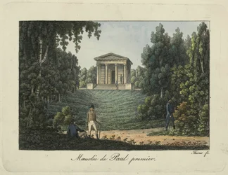 El Templo de Pablo I o el Mausoleo de Pablo I en el Parque de Pavlovsk, 1810s