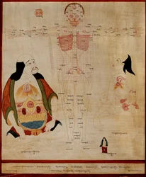 Manuscrito que muestra los puntos meridianos