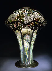 Lámpara de mesa de vidrio emplomado "Telaraña" de Tiffany Studios, c.1906