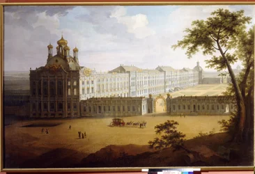El Gran Palacio de Tsarkoye Selo (Rusia). Pintura de Timofei Alexeyevich Vasilyev (1783-1838), óleo sobre lienzo