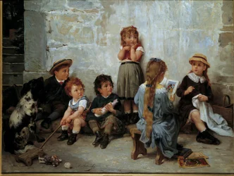 El pasaje emocionante Niños escuchando un libro