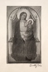 Viejos Maestros Italianos: Madonna entronizada con niño sosteniendo un pájaro, 1885