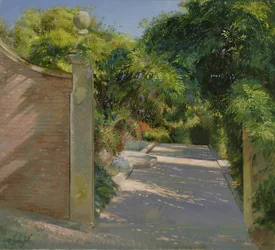 Entrada al jardín del reloj de sol en Heligan