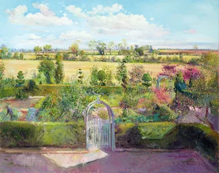 El jardín de hierbas después de la cosecha